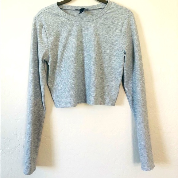 Forever 21 Tops - Size large forever 21 ribbed long sleeve crop top